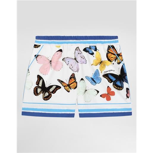 Dolce & Gabbana shorts pigiama in popeline rigato con stampa farfalle