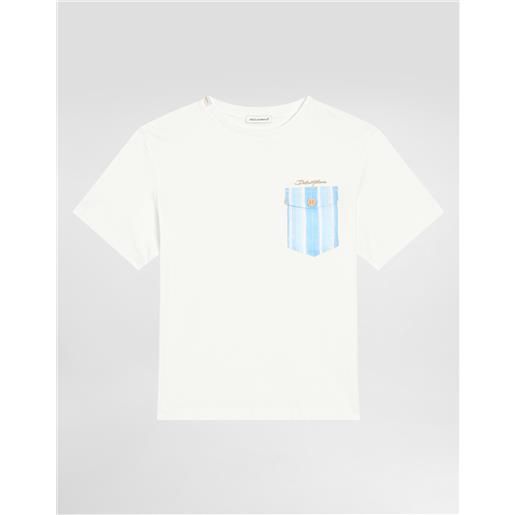 Dolce & Gabbana t-shirt in jersey con tasca frontale