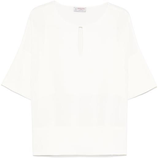 Alberto Biani blusa con apertura a goccia - bianco