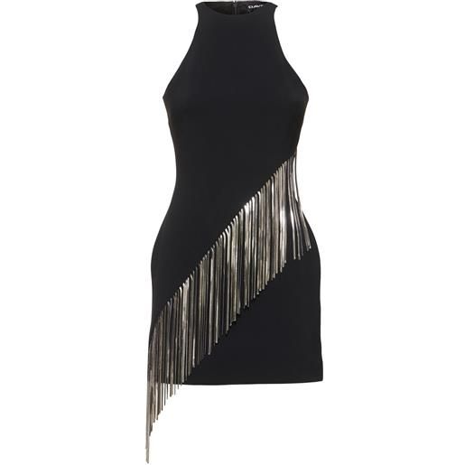 DAVID KOMA vestito in cady / frange metallizzate