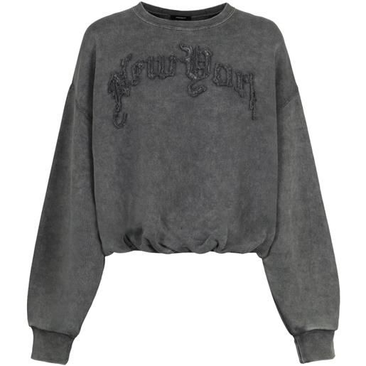 R13 maglione con logo ricamato - grigio
