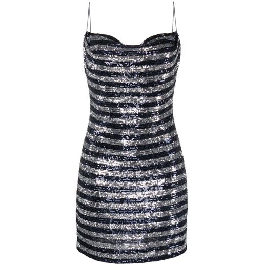 Balmain abito corto con paillettes a righe - blu