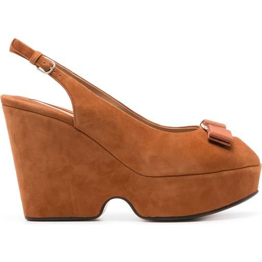 Ferragamo pumps lally con zeppa 105mm - marrone