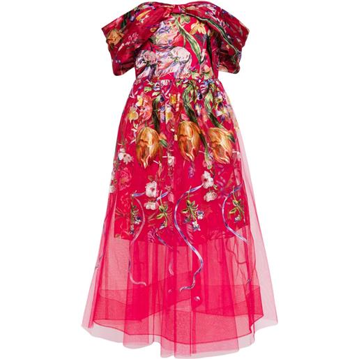 Marchesa Notte abito midi ribbons - rosa