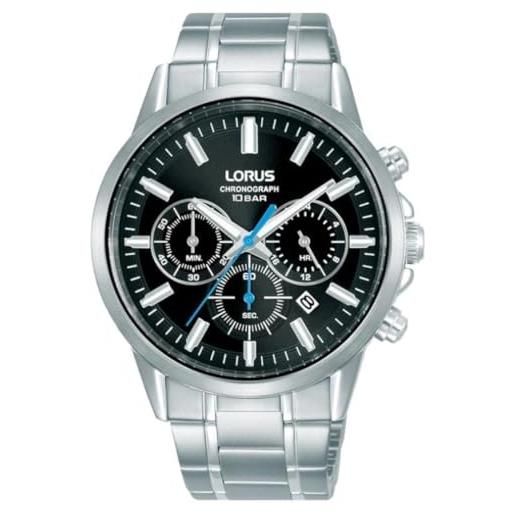 Lorus Orologio analogico al quarzo da uomo con bracciale in acciaio inossidabile, Argento/Blu - RH927RX9