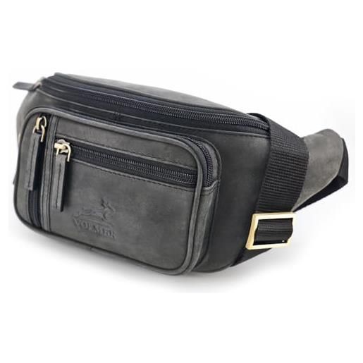 Marsupio In Vera Pelle Di Bufalo - Modello Vintage Unisex Con Tracolla Regolabile | Nero E Marrone - Foto 5