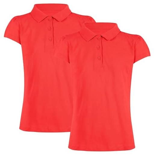A2Z 4 Kids ragazze pianura polo camicie estate - girls polo shirt red 2 pack 7-8