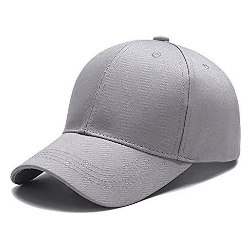 Bipily cappello unisex da baseball berretto con visiera estivo traspirante regolabile per sport esterno 56-60cm cappellino da baseball donna, cappello uomo-grigio