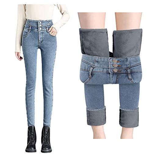 lozssnigzi jeans donna vita alta pantaloni felpati caldo jeans pile elasticizzati jeans inverno pantaloni donna invernali eleganti jeggings termici imbottiti curvy