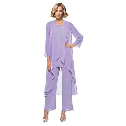 Leader of the Beauty madre della sposa pantaloni completi 3 pezzi chiffon lungo outfit set per matrimonio madre pantaloni suit con gilet, champagne, 50