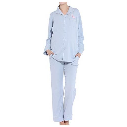 Pigiama Premaman 2 Pezzi In Cotone Modale - Set Notte Allattamento Con Maglietta E Pantaloni - Foto 3