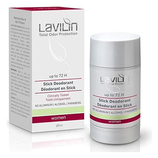 Lavilin deodorante stick per ascelle da donna, protezione 72-ore, il modo migliore e diverso per prevenire gli odori sgradevoli, privo di alcool, parabeni e alluminio, senza crualty