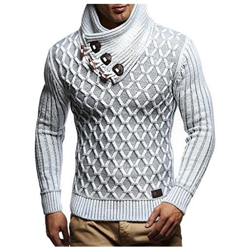 Leif Nelson Maglione Uomo Collo A Scialle LN-7075 – Slim Fit A Maglia – Eleganza Casual