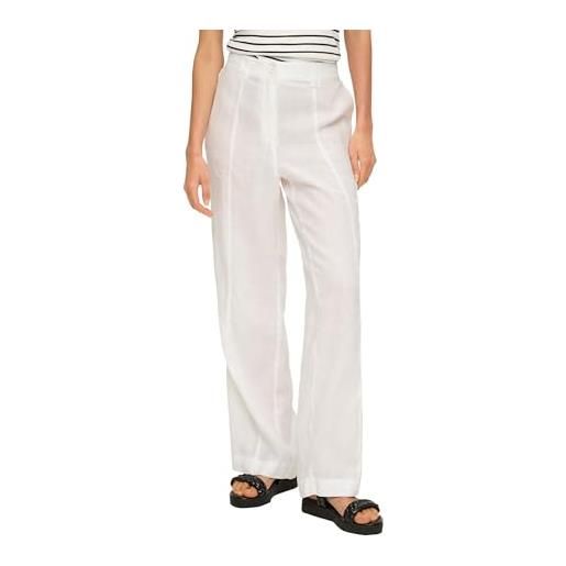 s.Oliver 2146090 pantaloni in lino, gamba larga, bianco 0100, 50 donna
