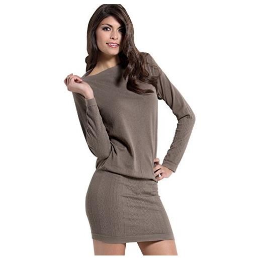 SENSI' vestito donna collo barchetta abito manica lunga lana viscosa traspirante senza cuciture seamless made in italy
