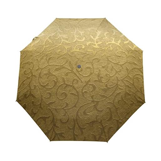 GAIREG ombrello pieghevole compatto dell'ombrello di viaggio automatico antivento del modello floreale dorato del tessuto