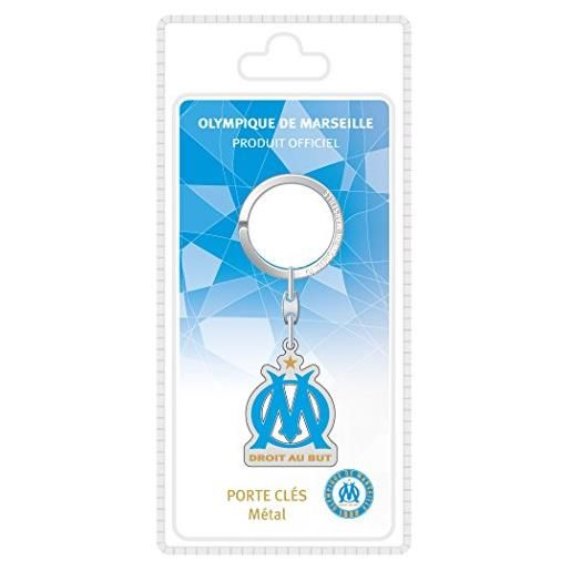 OLYMPIQUE DE MARSEILLE la piuma dorata logo portachiavi sotto blister metallo multicolore 8,5 x 18 x 2,5 cm