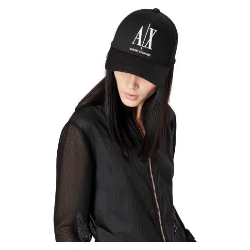 Armani Exchange icon logo cap cappellino da baseball, nero/bianco, taglia unica donna