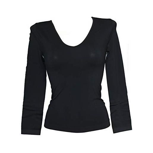SENSI' maglia donna scollo v manica lunga morbida microfibra senza cuciture seamless made in italy