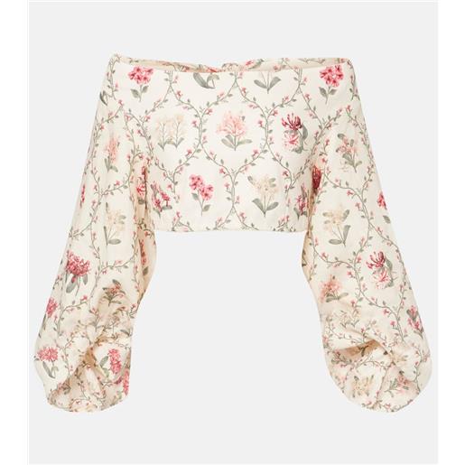 Agua by Agua Bendita top in lino con stampa floreale