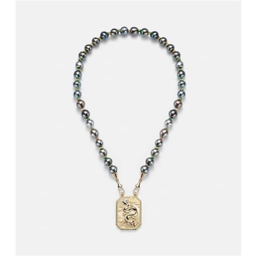 Marie Lichtenberg collana dragon in oro giallo 18kt con perle e rubini
