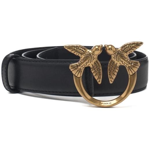 Pinko cintura media 3cm love birds in pelle nero oro