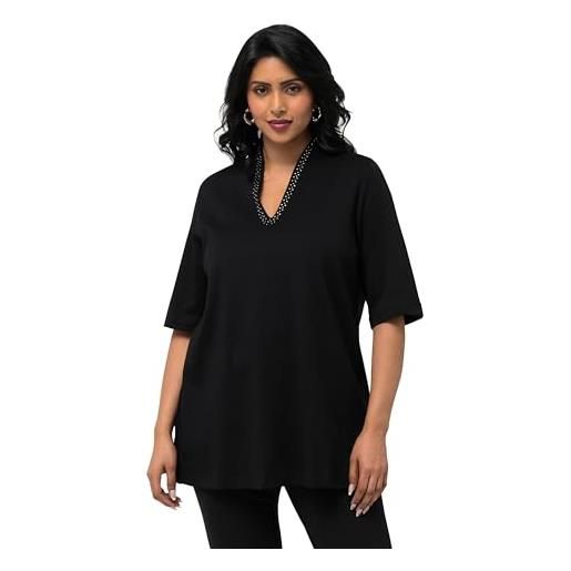 HAOLEI Maglietta Donna Lino - Top Elegante Manica 3/4 Con Scollo Tondo Stampa Floreale