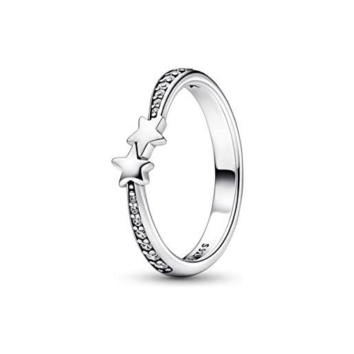 PANDORA anello brillante moments shooting stars in argento sterling con zirconia cubica trasparente, 56