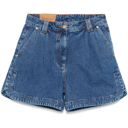 FARM Rio shorts denim con pieghe - blu