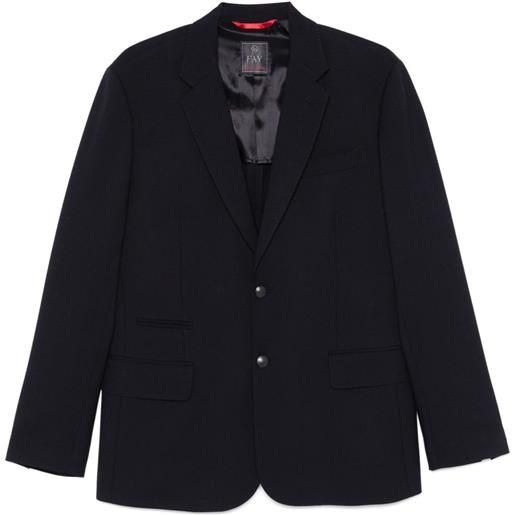 Fay blazer in lana vergine con revers a scialle - blu