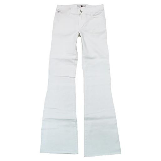 Fornarina boom jeans elasticizzati, donna, motivo: rock star, edizione speciale flare-pantaloni sportivi con pietre di cristallo, chalk weiss, 28w x 34l