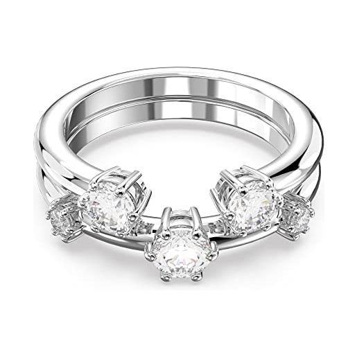Swarovski anello constella, set (2), taglio rotondo, bianco, placcato rodio