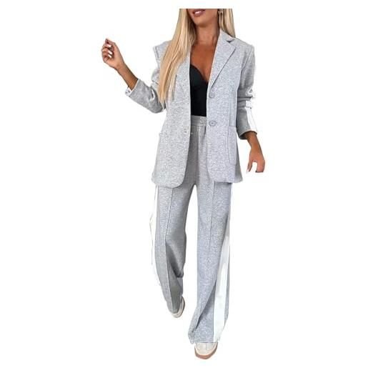 Generico tailleur donna pantaloni e giacca business formale cerimonia blazer & pantaloni feste elegante completo blazer maniche lunghe ufficio taglie forti tailleur lavoro tinta unita giacche da abito 2025
