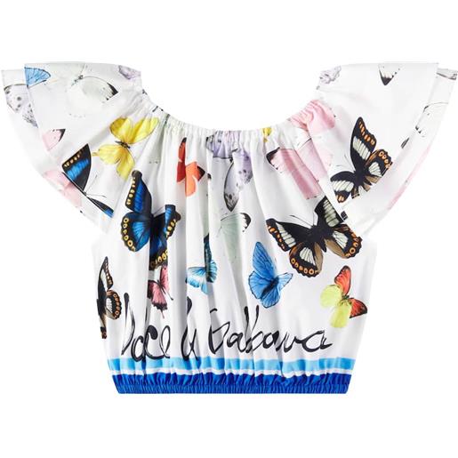 Dolce&Gabbana Kids top in popeline di cotone con stampa