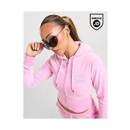 Juicy couture felpa con cappuccio diamante heart logo, pink