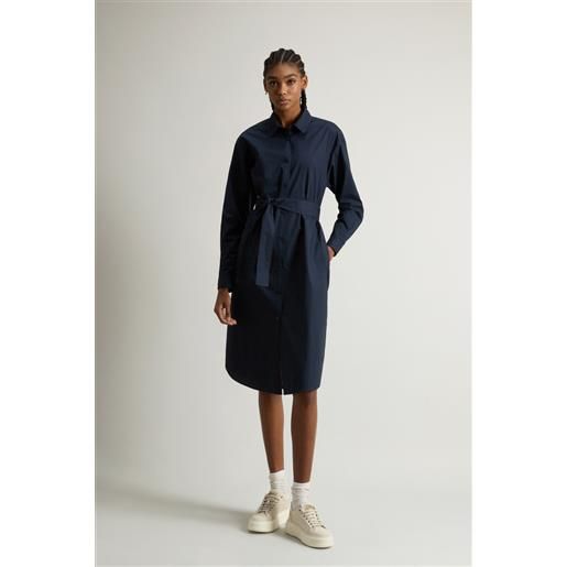 Woolrich donna vestito chemisier in popeline di puro cotone blu taglia xxs