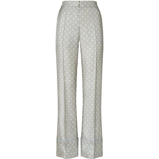 Tory Burch pantaloni in seta con monogramma t - grigio