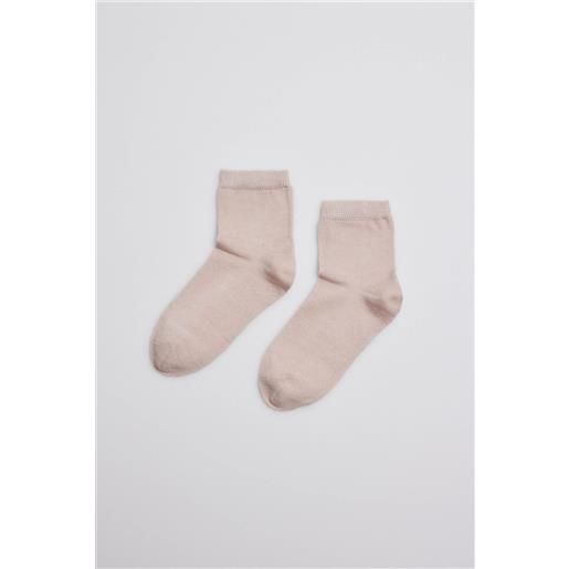 Ysabel Mora calzini beige con perle per bambini