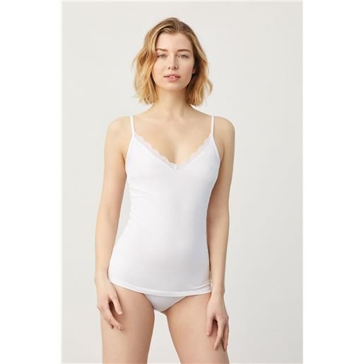 Ysabel Mora t-shirt lingerie in cotone bianco con spalline sottili