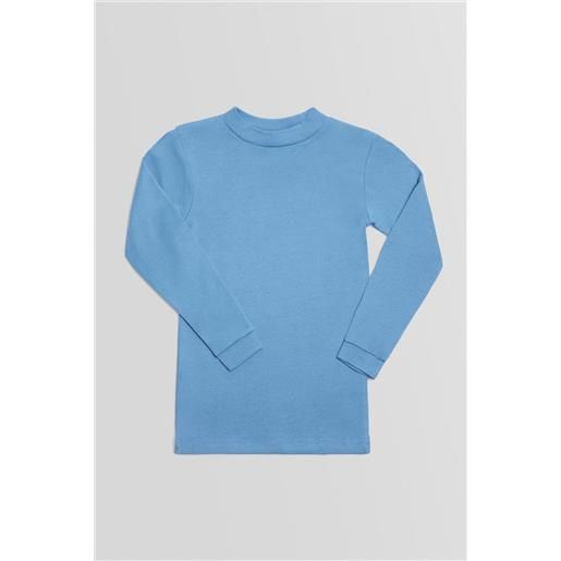 Ysabel Mora calda maglietta blu a maniche lunghe con collo a semi-cigno