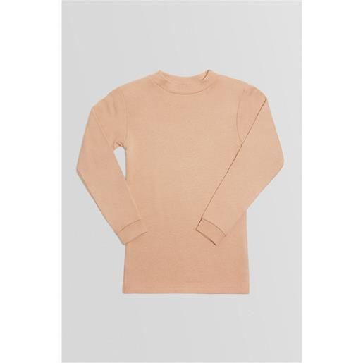 Ysabel Mora t-shirt calda a maniche lunghe con collo a semi-cigno color cammello