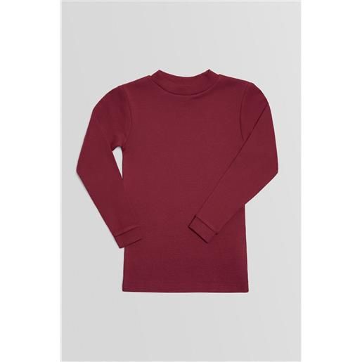 Ysabel Mora calda t-shirt bordeaux a maniche lunghe con collo a semi-cigno
