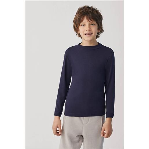 Ysabel Mora calda t-shirt blu navy a maniche lunghe con collo a semi-cigno