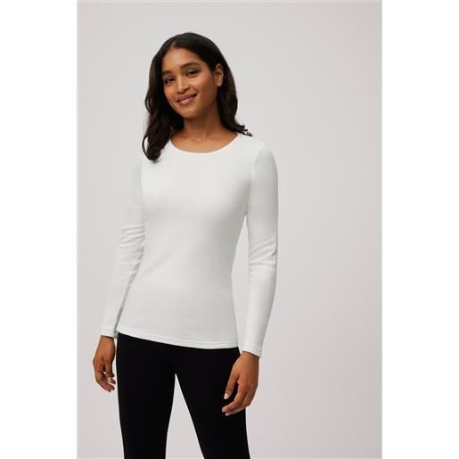 Ysabel Mora t-shirt calda bianca girocollo a maniche lunghe