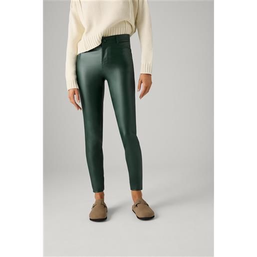 Ysabel Mora jeans in tessuto gommato verde bottiglia