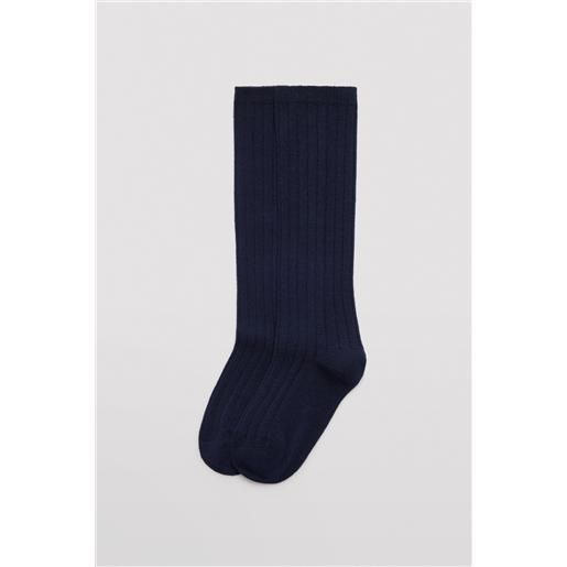 Ysabel Mora calzino lungo da bambino a coste blu navy