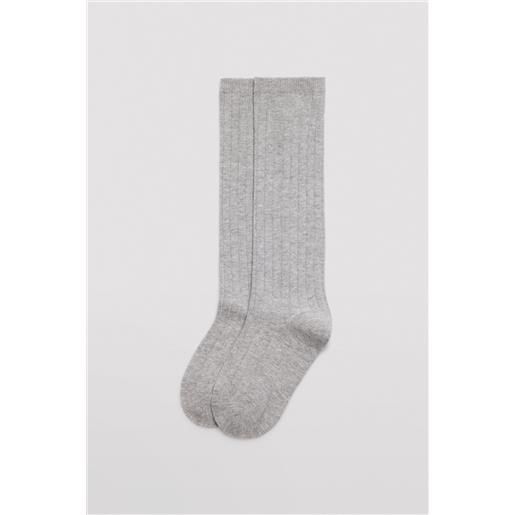 Ysabel Mora calzino lungo da bambino a coste grigio