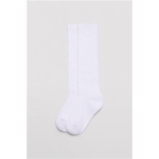 Ysabel Mora calzino lungo da bambino a coste bianche