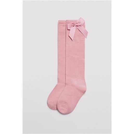 Ysabel Mora calzino lungo da bambino con dettaglio fiocco rosa