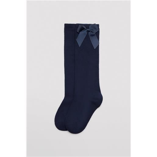 Ysabel Mora calzino lungo da bambino con dettaglio fiocco blu navy